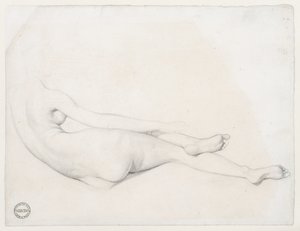 ラグランデオダリスクの研究、1814年（織り紙にグラファイト） 作： Jean Auguste Dominique Ingres